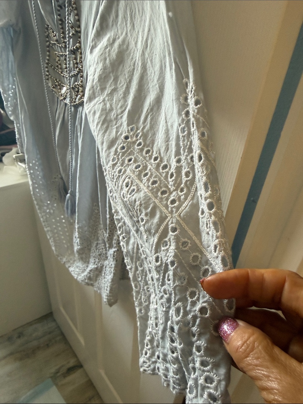 Ruby Rd. Light Gray Embellished Peasant Tunic - Picture 4 of 6